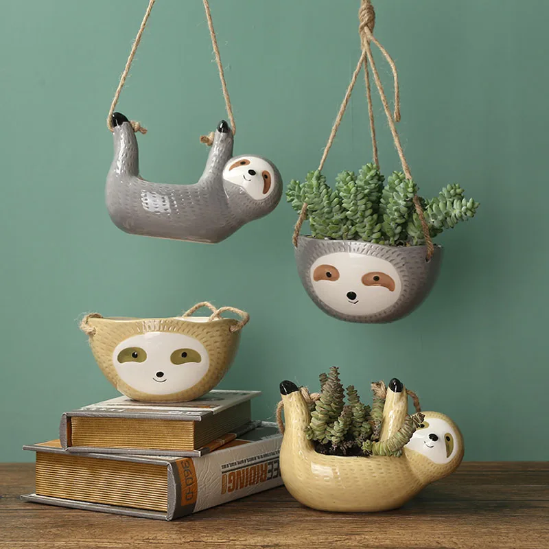 Pot Suspendu Céramique Animal – Jardinière Décorative Originale