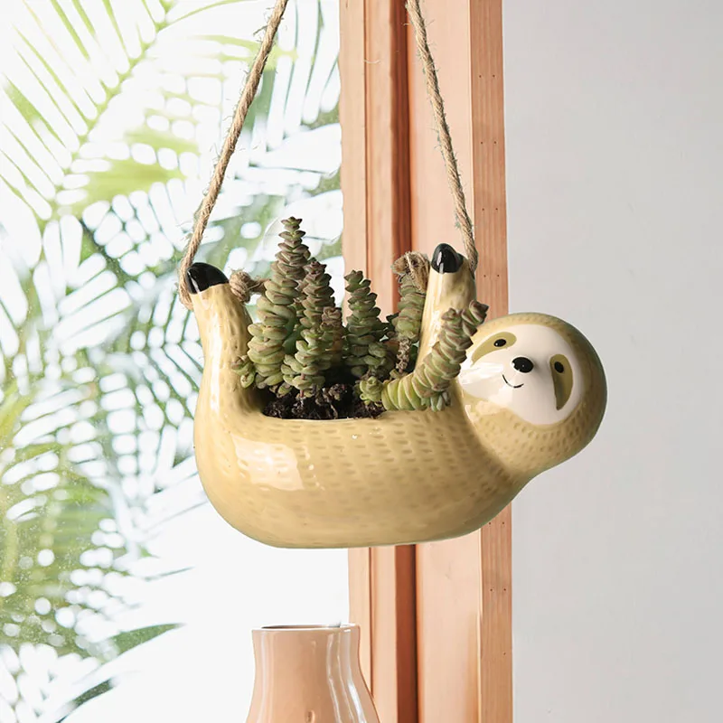 Pot Suspendu Céramique Animal – Jardinière Décorative Originale