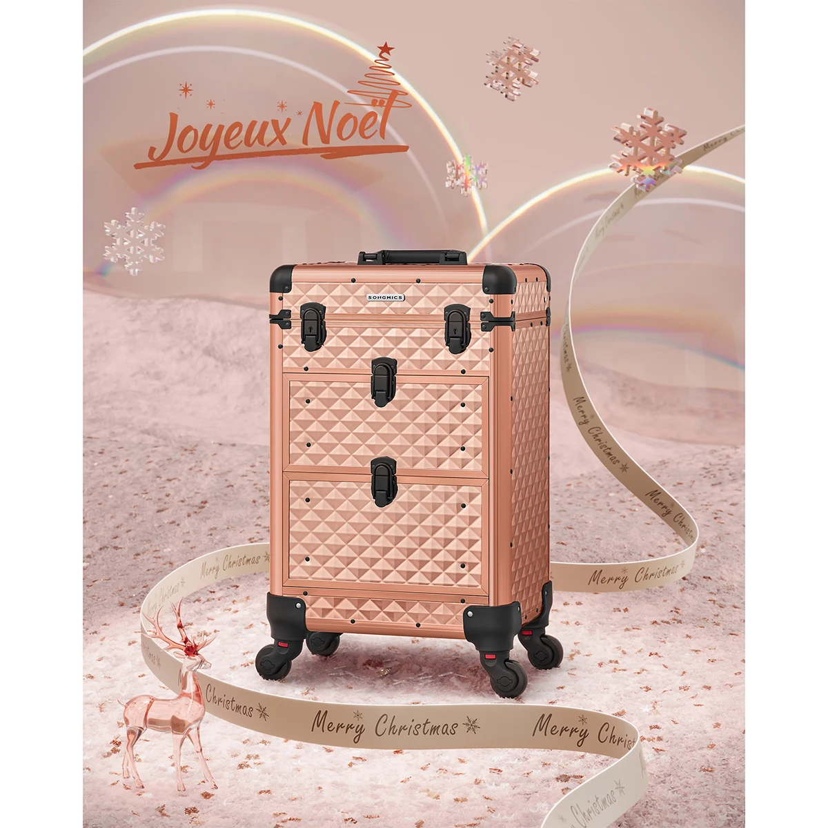 Mallette Maquillage Professionnelle Dorée – Valisette 2 Tiroirs