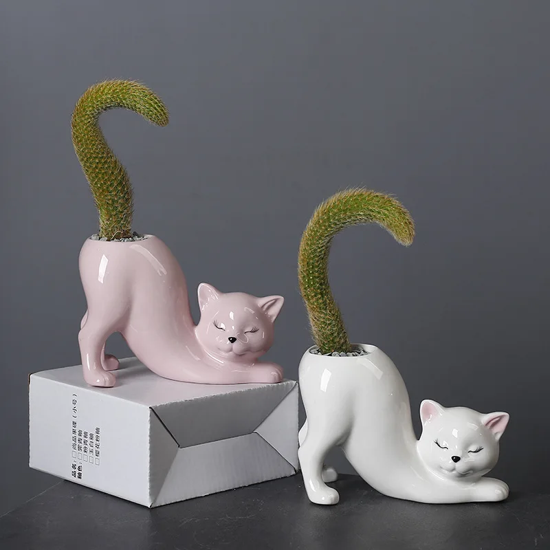 Pot Succulente Chat Mignon – Vase Céramique Décoratif