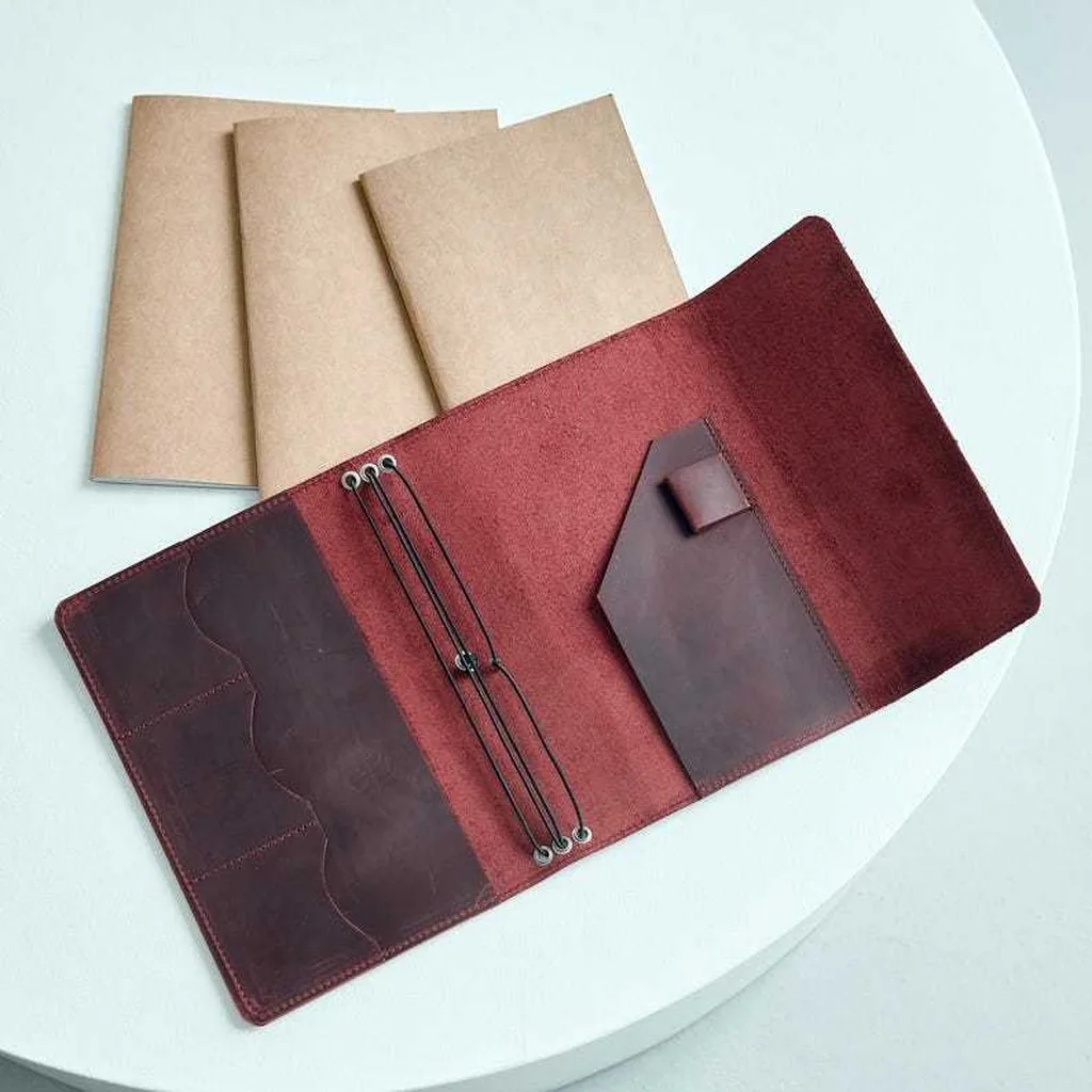 Carnet Cuir Vintage Rechargeable – Journal A5 Feuilles Mobiles