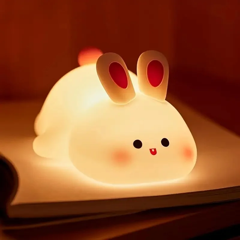 Veilleuse Lapin Silicone Tactile – Lampe Bébé Enfant Douce