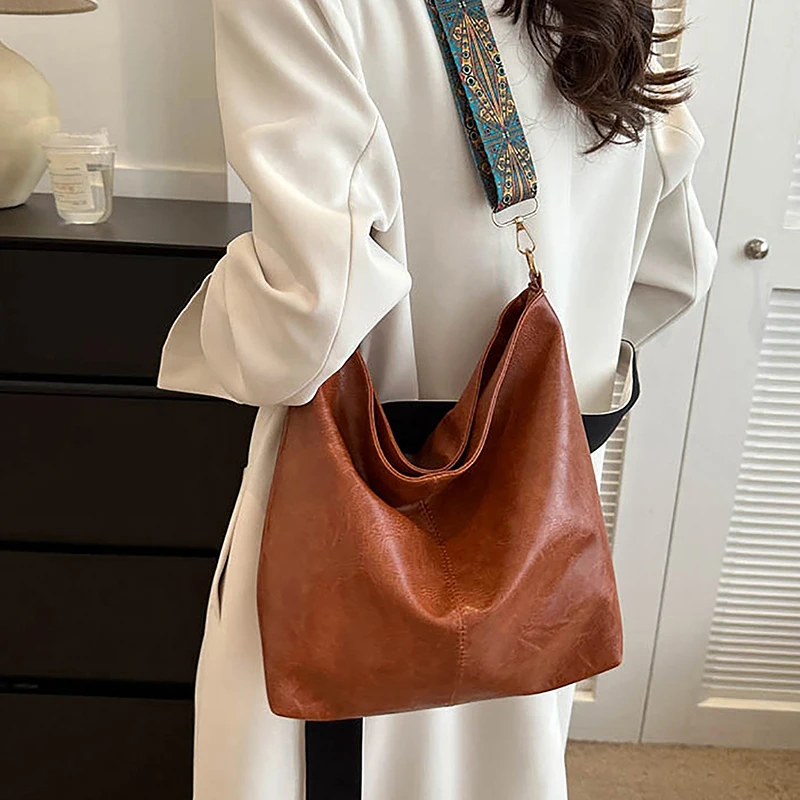Sac Seau Vintage Cuir Végan – Grande Capacité Bandoulière