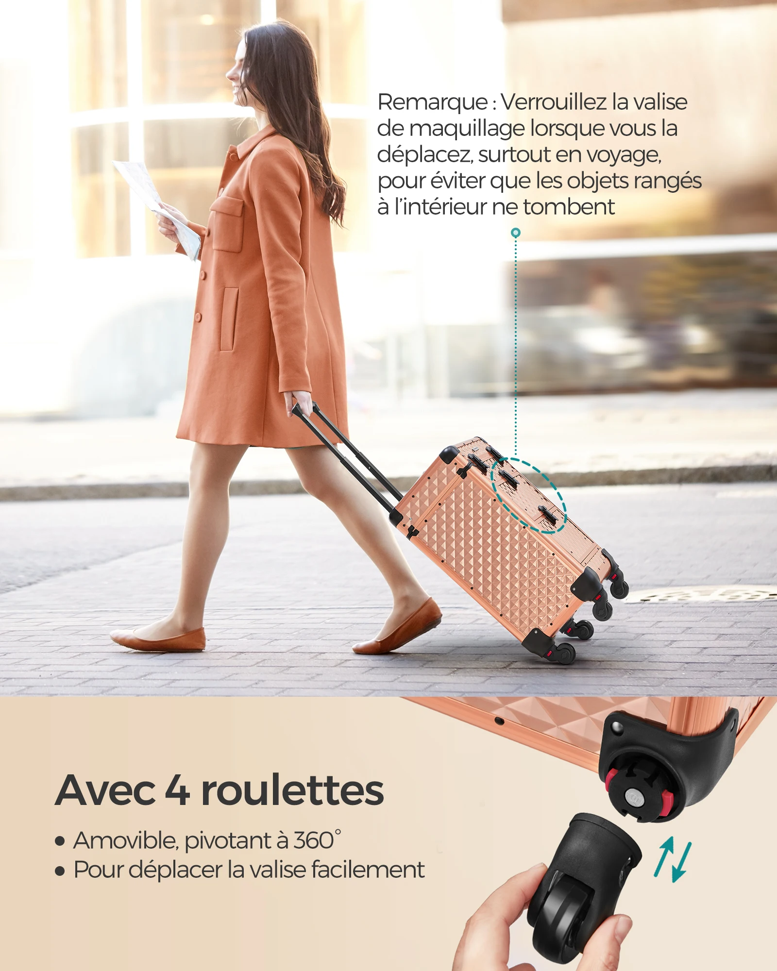 Mallette Maquillage Professionnelle Dorée – Valisette 2 Tiroirs
