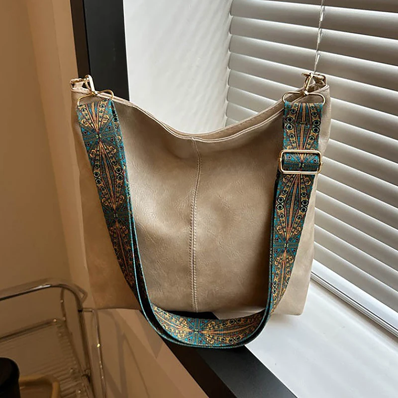 Sac Seau Vintage Cuir Végan – Grande Capacité Bandoulière