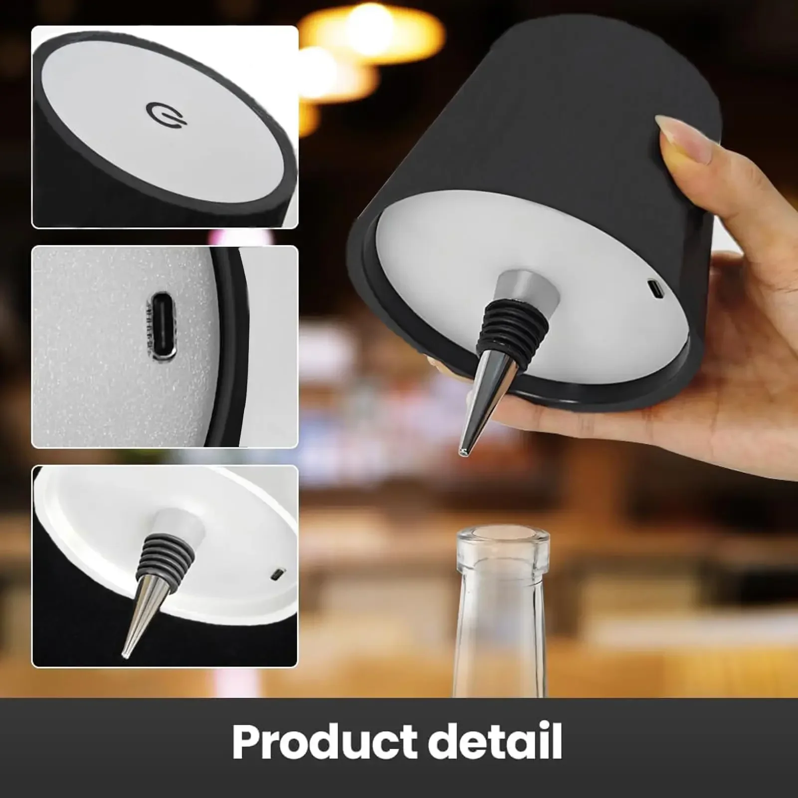 Lampe Bouteille Sans Fil Tactile – Veilleuse Bar 3 Couleurs