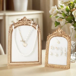 Porte-Bijoux Résine Doré Élégant – Présentoir Vintage