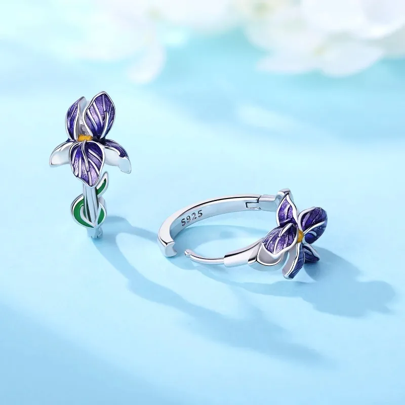 Boucles d'Oreilles Argent Iris Précieuses – Bijou Mariage Élégant