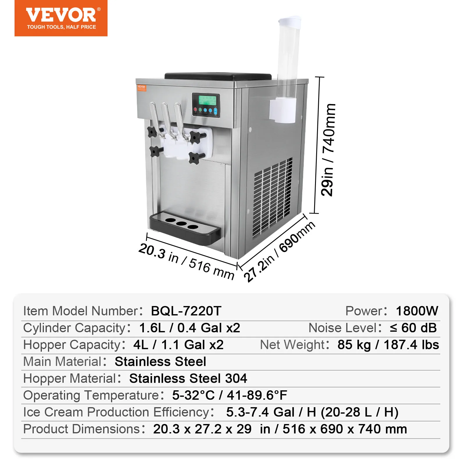 Machine à Glace Professionnelle Vevor – Sorbetière Soft Grande Capacité
