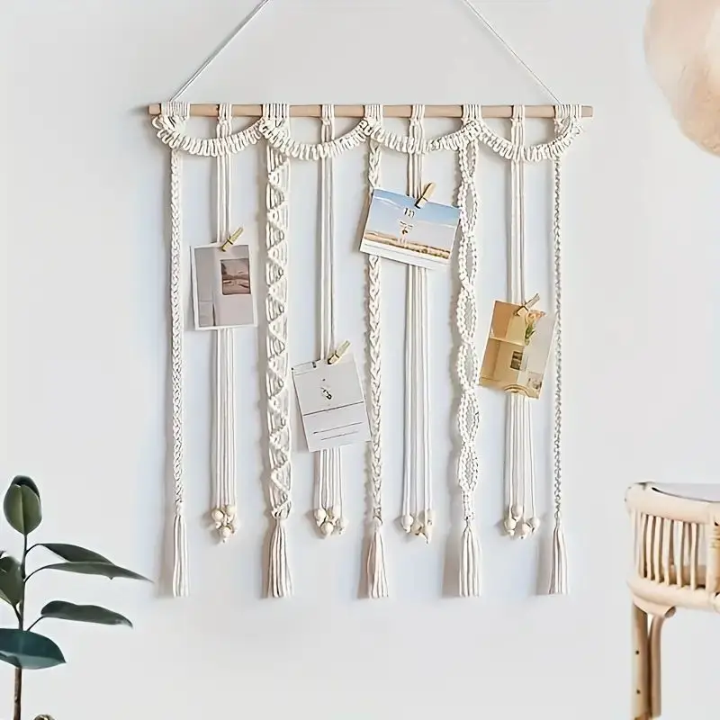 Pêle-Mêle Photo Bohème Artisanal – Décoration Murale Pinces Bois