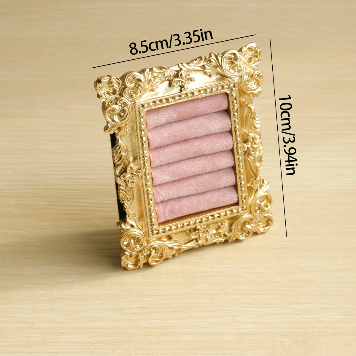 Présentoir Bagues Daim Baroque – Plateau Bijoux Fiançailles Vintage