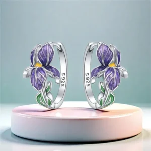Boucles d'Oreilles Argent Iris Précieuses – Bijou Mariage Élégant