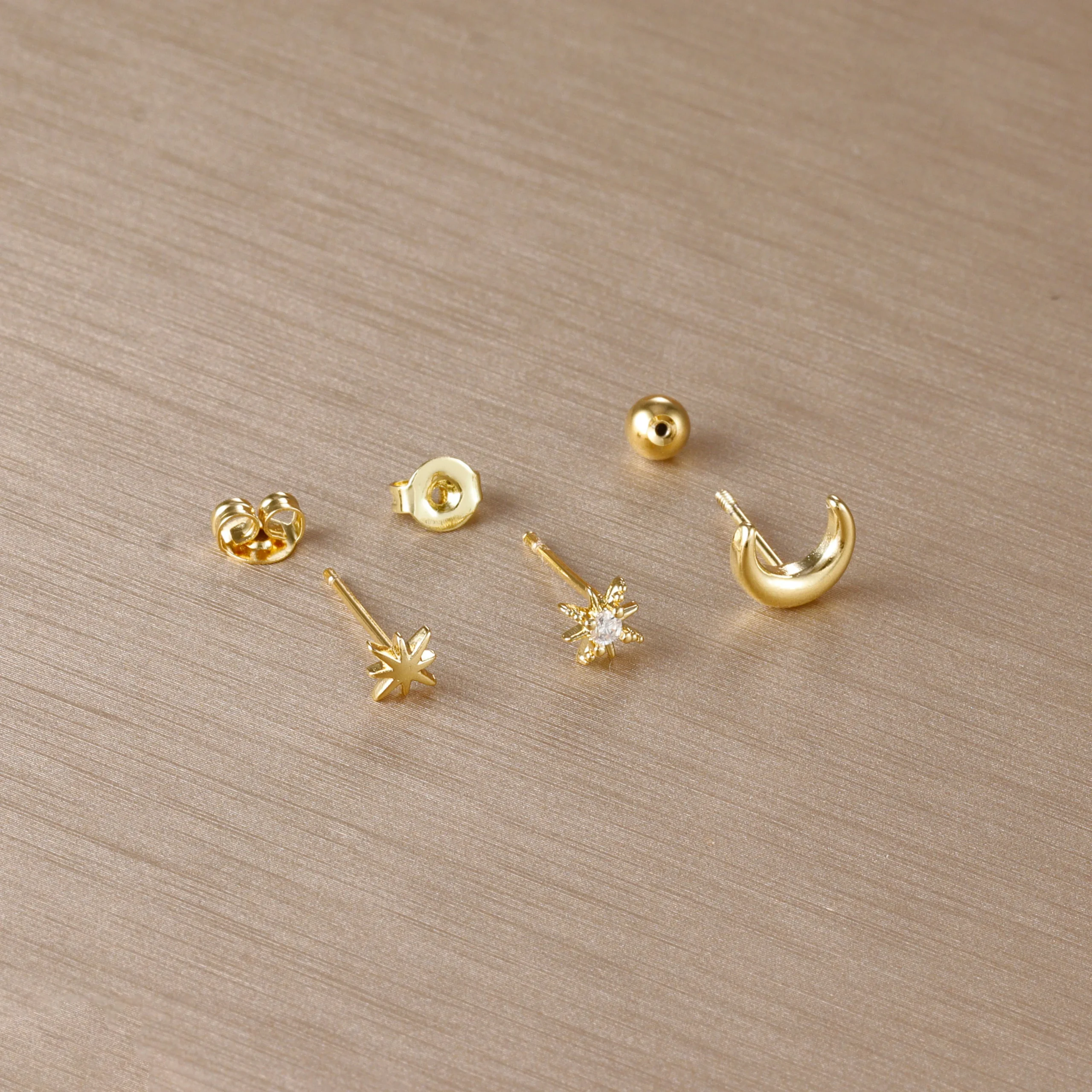 Boucles d'Oreilles Étoile Lune Punk – Set 3 Pièces Unisexe