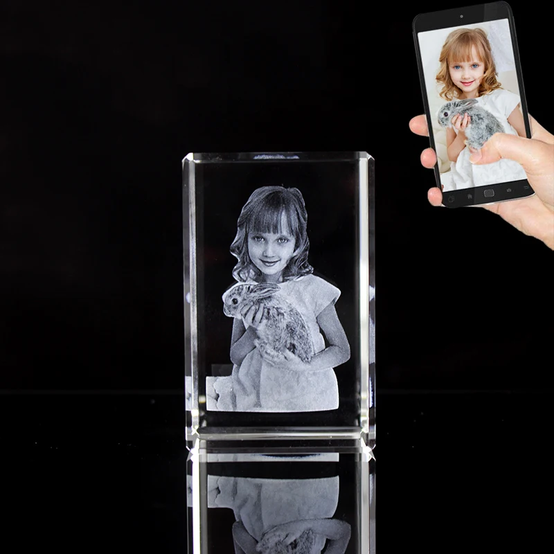 cristal photo gravé 3d
