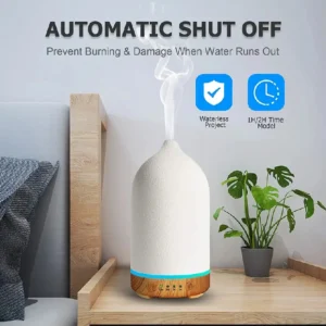 Humidificateur Diffuseur Céramique LED – Brumisateur Huiles Essentielles