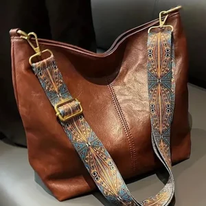 Sac Seau Vintage Cuir Végan – Grande Capacité Bandoulière