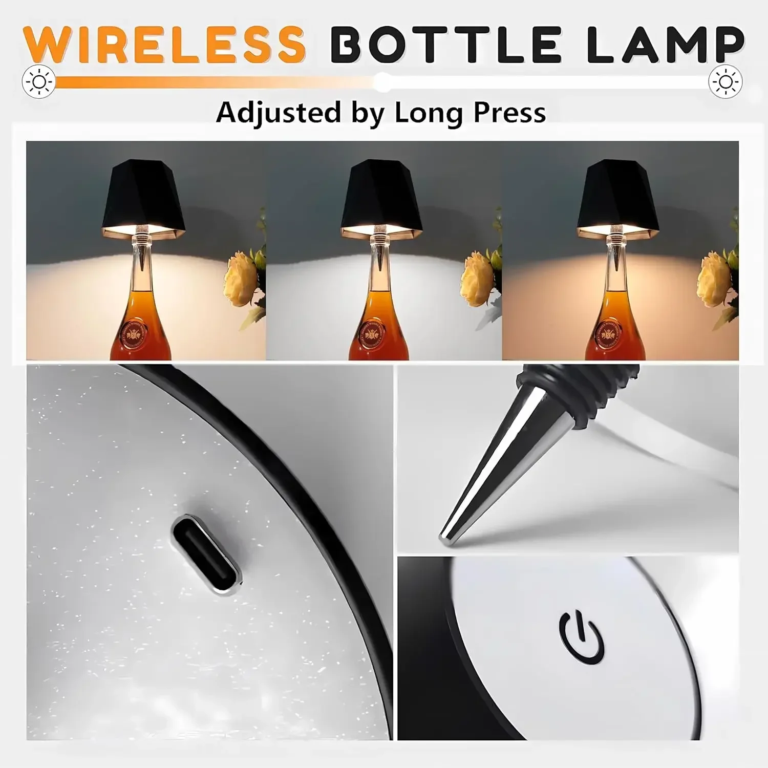 Lampe Bouteille Sans Fil Tactile – Veilleuse Bar 3 Couleurs