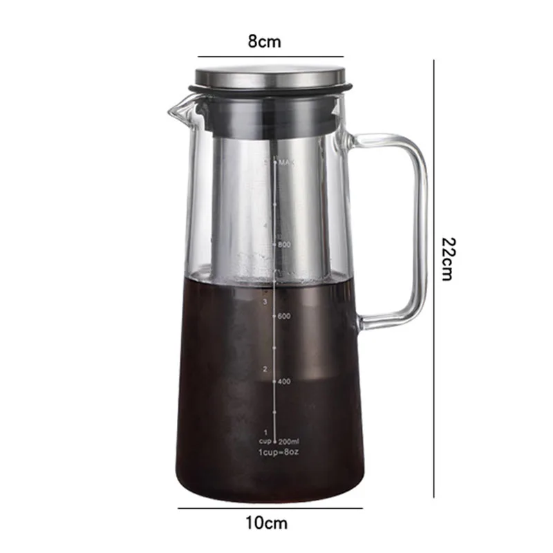 Cafetière Infusion à Froid Verre – Carafe Filtre Inox 1L