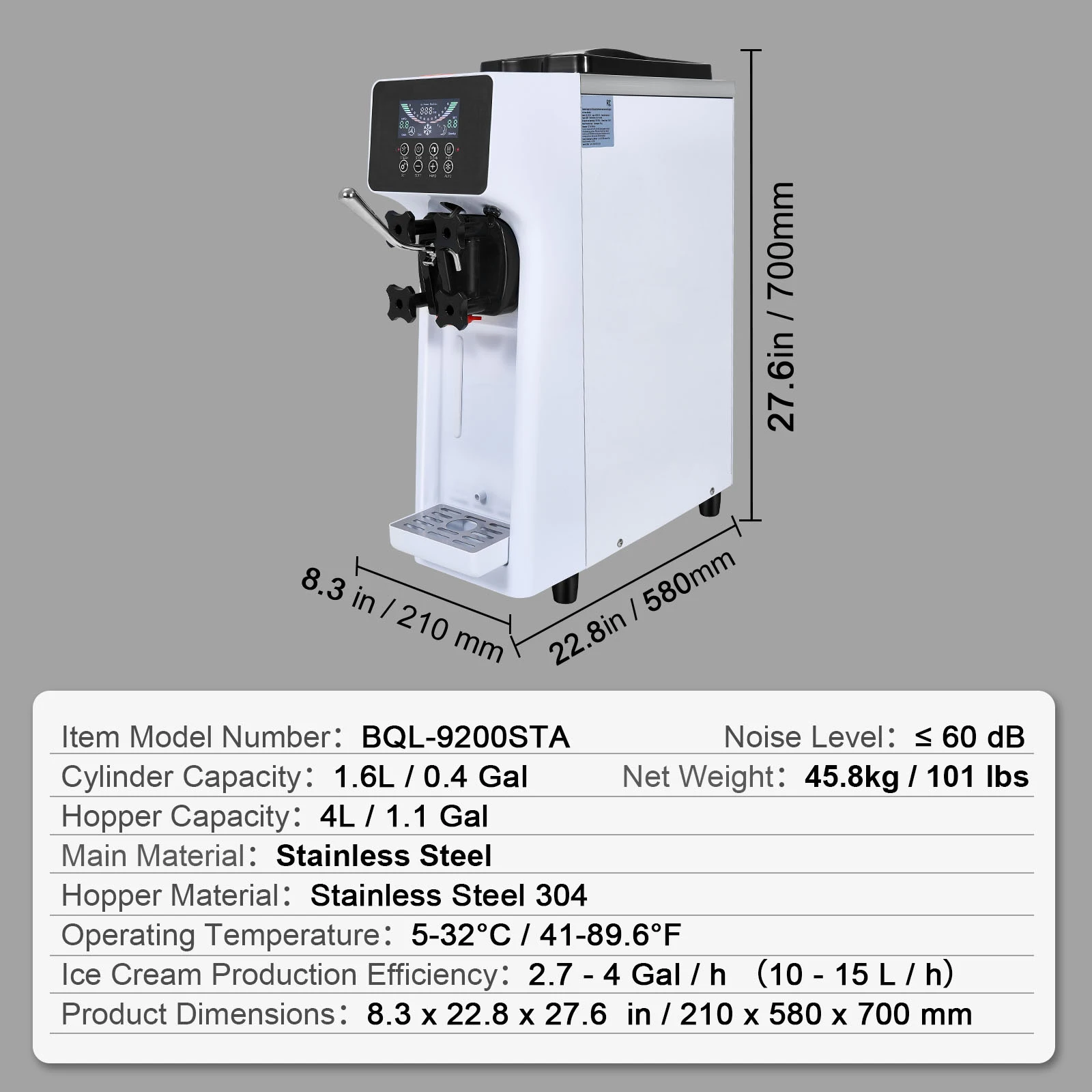Machine à Glace Professionnelle Vevor – Sorbetière Soft Grande Capacité