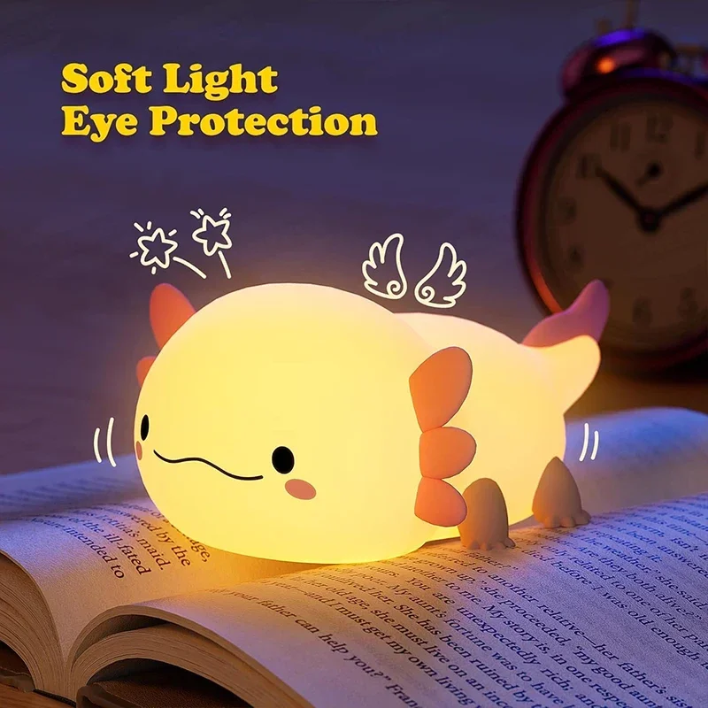Veilleuse Axolotl Silicone Bébé – Lampe Douce Chambre Enfant