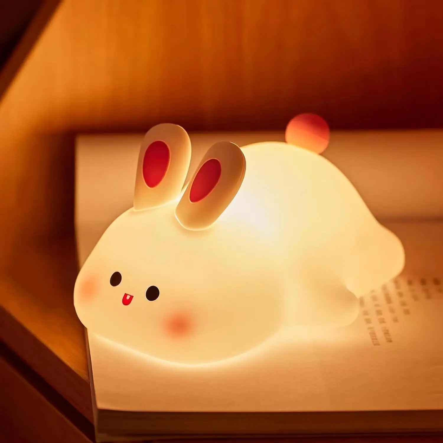 Veilleuse Lapin Silicone Tactile – Lampe Bébé Enfant Douce