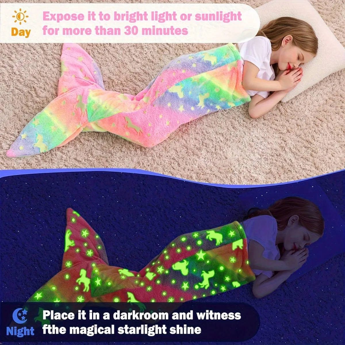 Plaid Sirène Enfant Magique – Couverture Douce Lumineuse