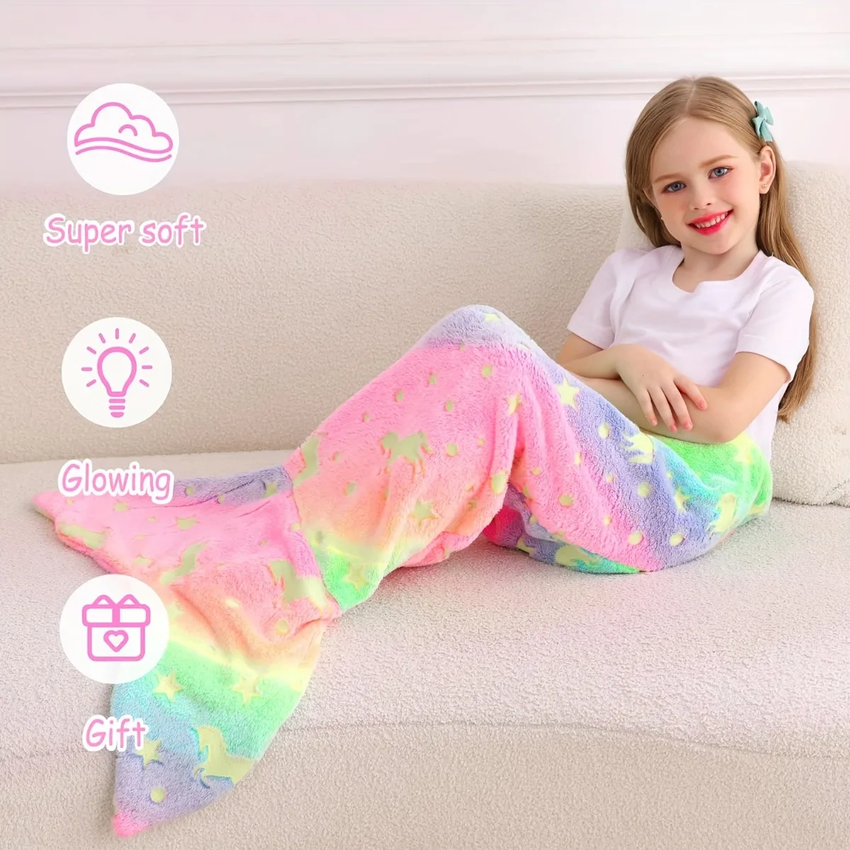 Plaid Sirène Enfant Magique – Couverture Douce Lumineuse