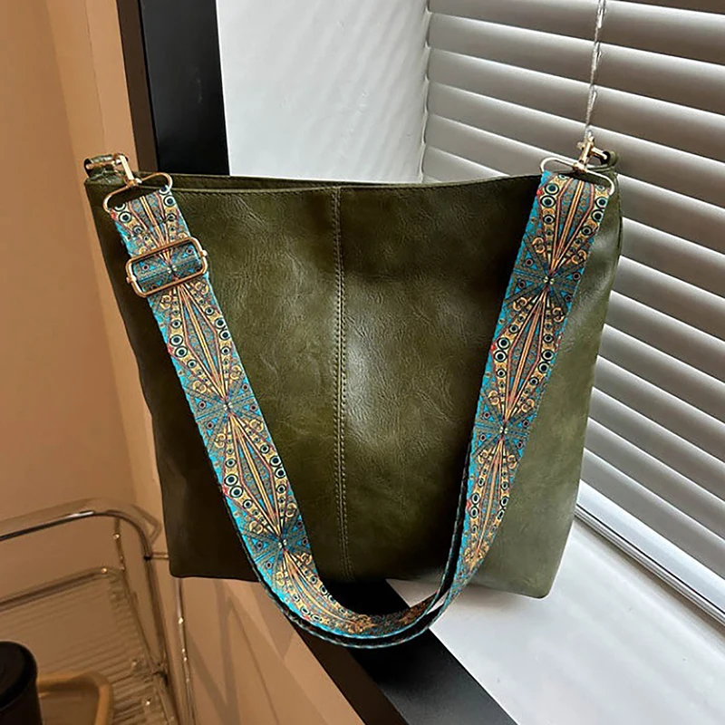 Sac Seau Vintage Cuir Végan – Grande Capacité Bandoulière