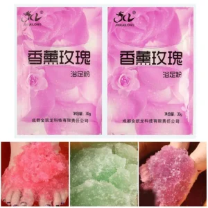 Poudre de Bain Rose Moussante – Boue Cristal Soin des Pieds
