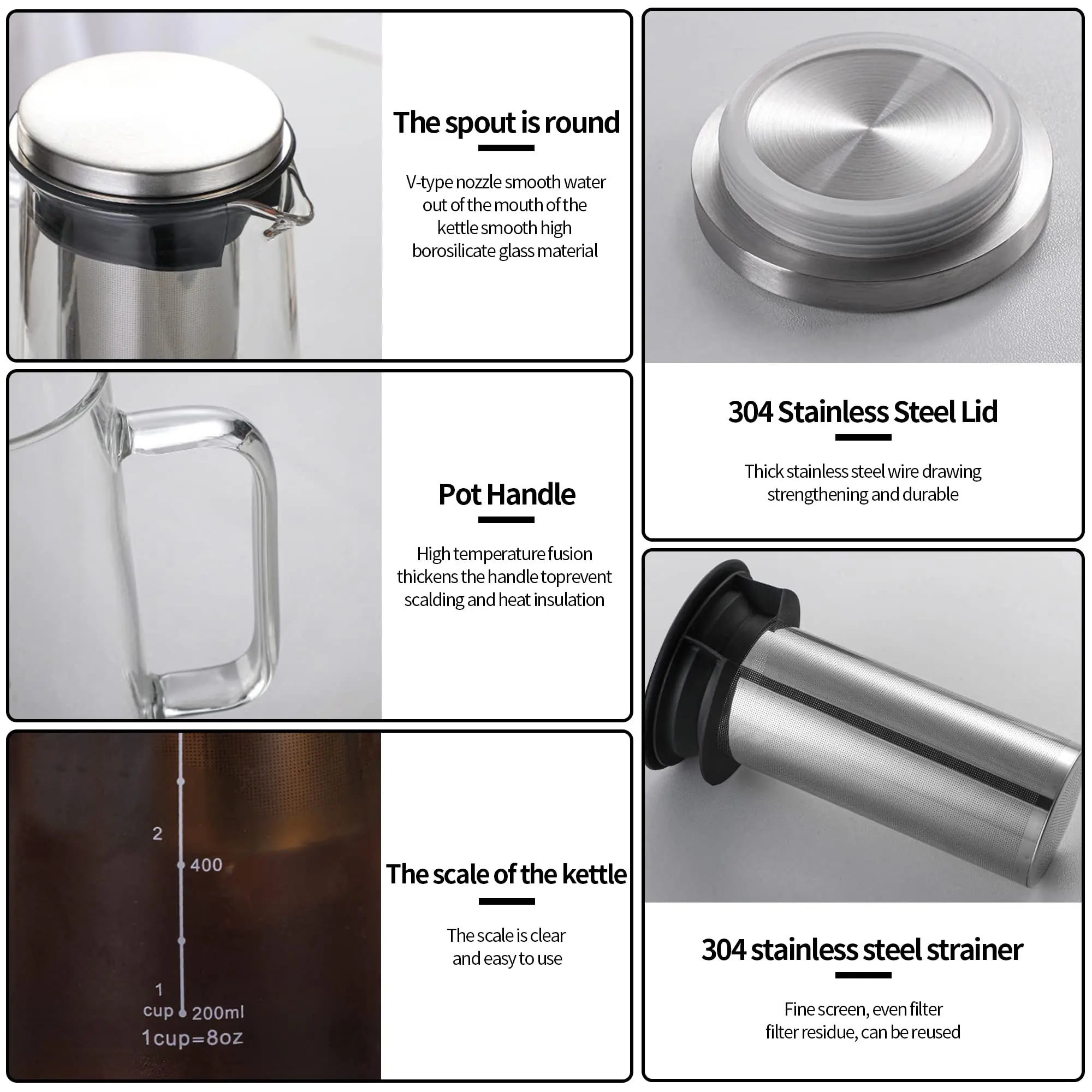 Cafetière Infusion à Froid Verre – Carafe Filtre Inox 1L