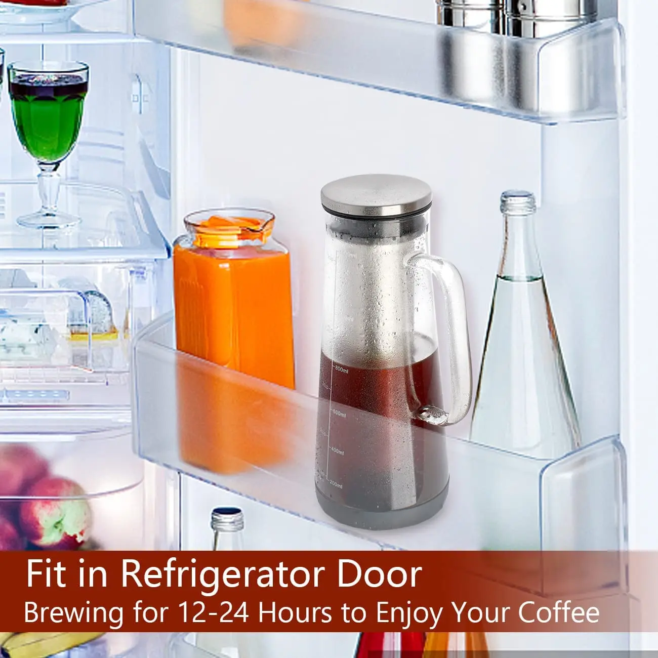 Cafetière Infusion à Froid Verre – Carafe Filtre Inox 1L
