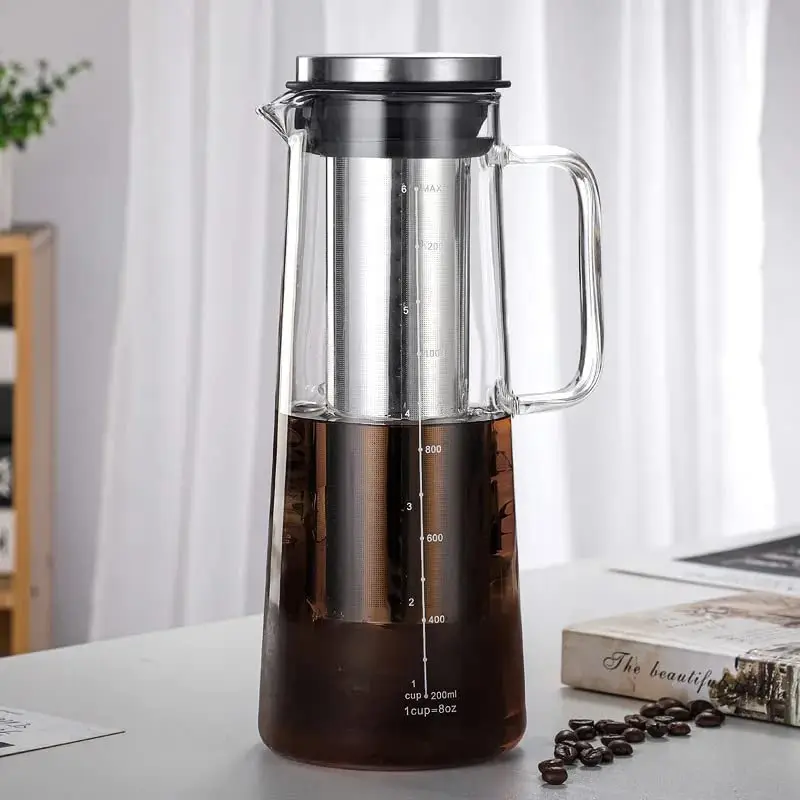Cafetière Infusion à Froid Verre – Carafe Filtre Inox 1L