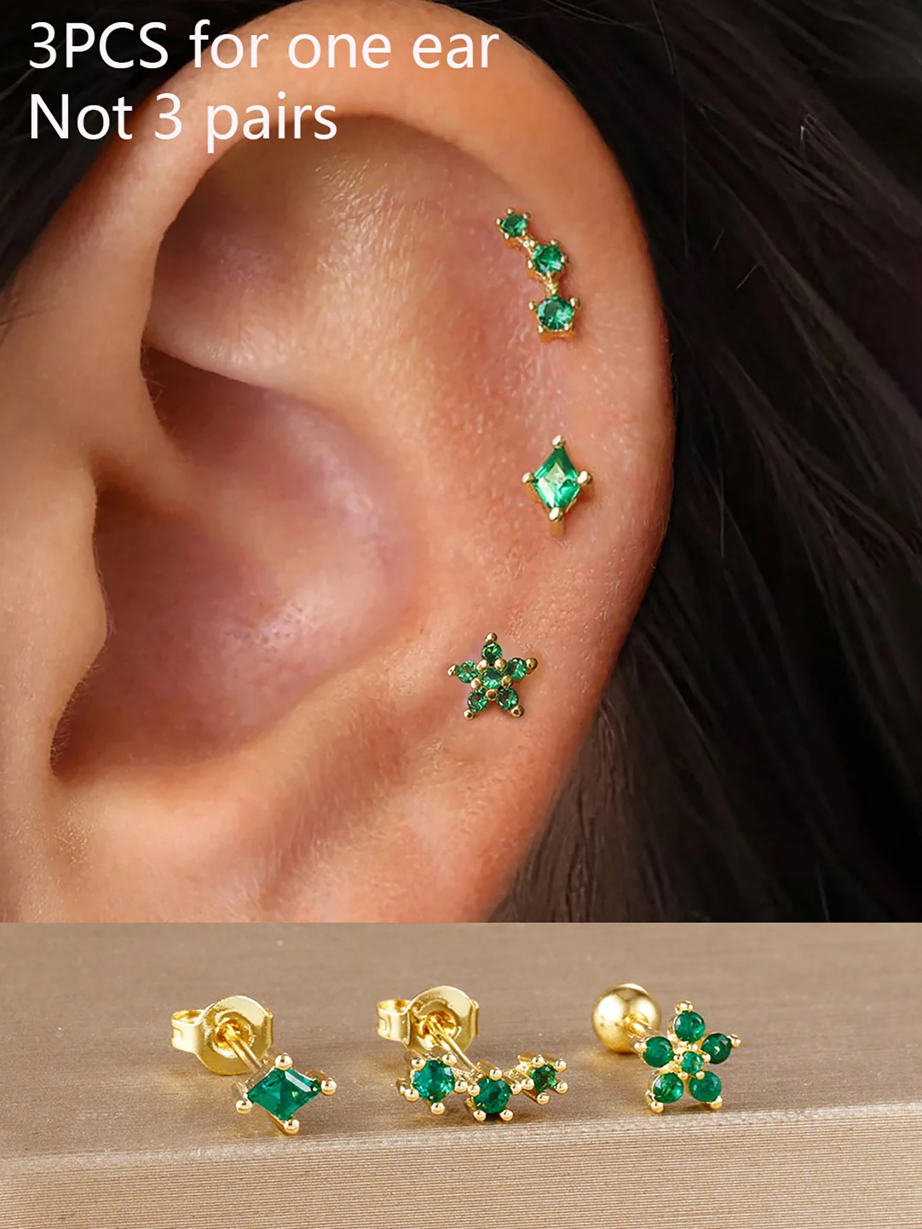 Boucles d'Oreilles Étoile Lune Punk – Set 3 Pièces Unisexe