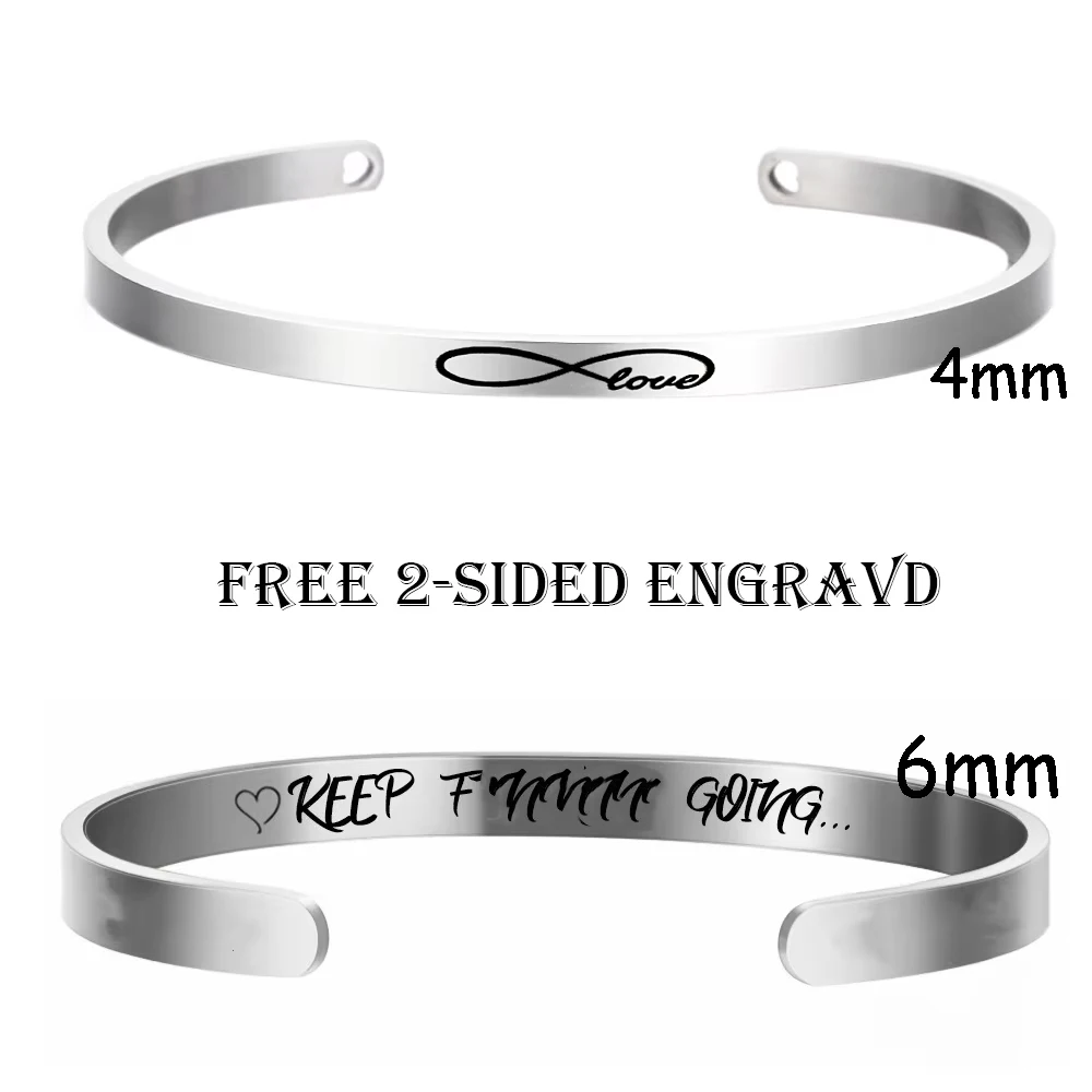 Bracelet Personnalisé Femme Gravé – Bijou Mantra Acier Cadeau