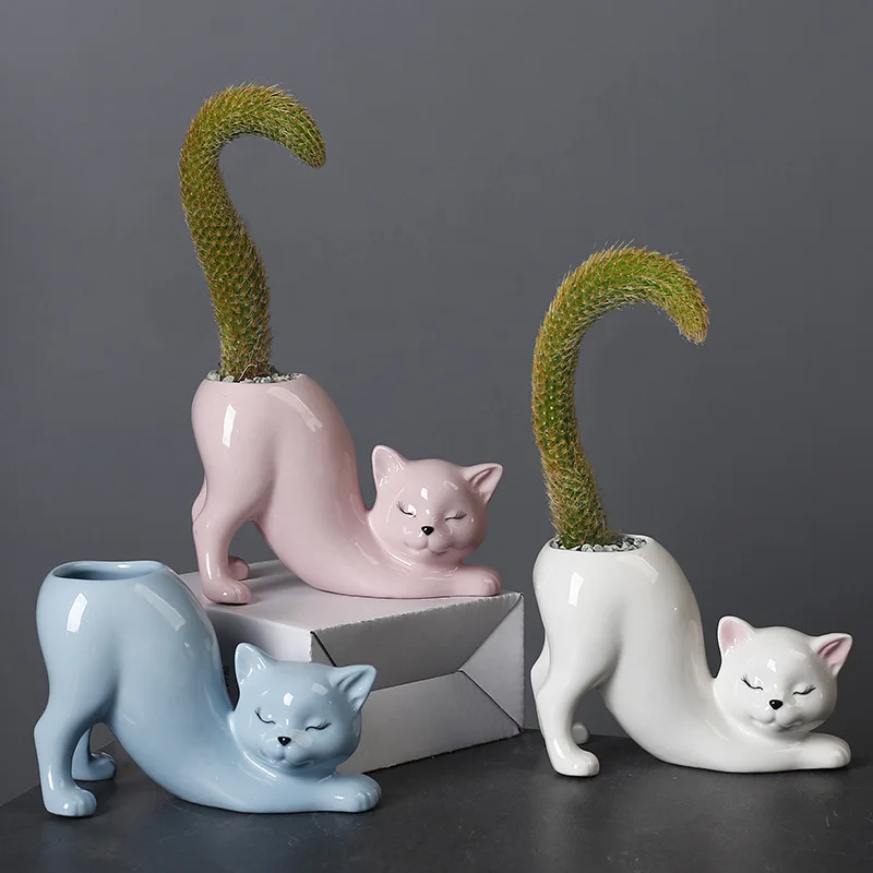 Pot Succulente Chat Mignon – Vase Céramique Décoratif