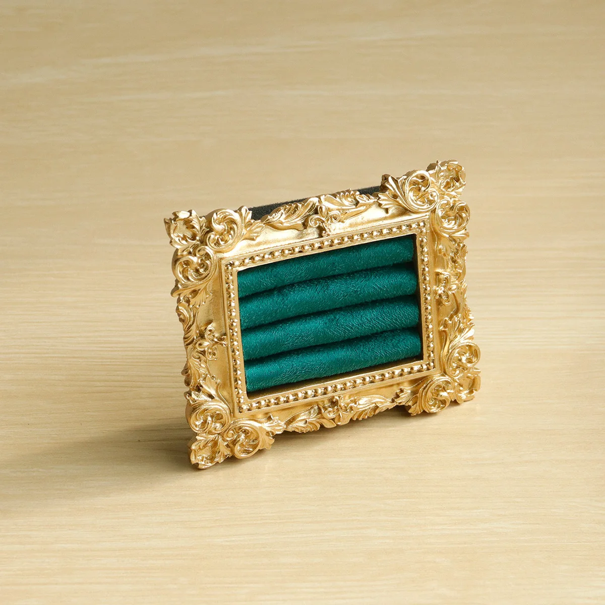 Présentoir Bagues Daim Baroque – Plateau Bijoux Fiançailles Vintage