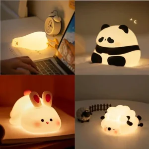 Veilleuse Lapin Silicone Tactile – Lampe Bébé Enfant Douce