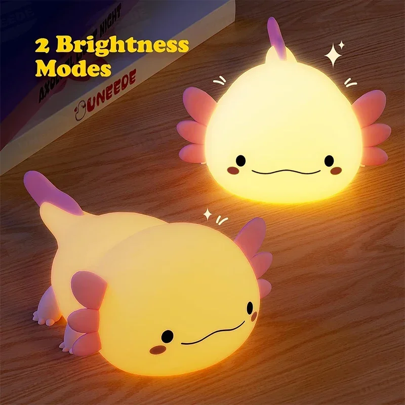 Veilleuse Axolotl Silicone Bébé – Lampe Douce Chambre Enfant