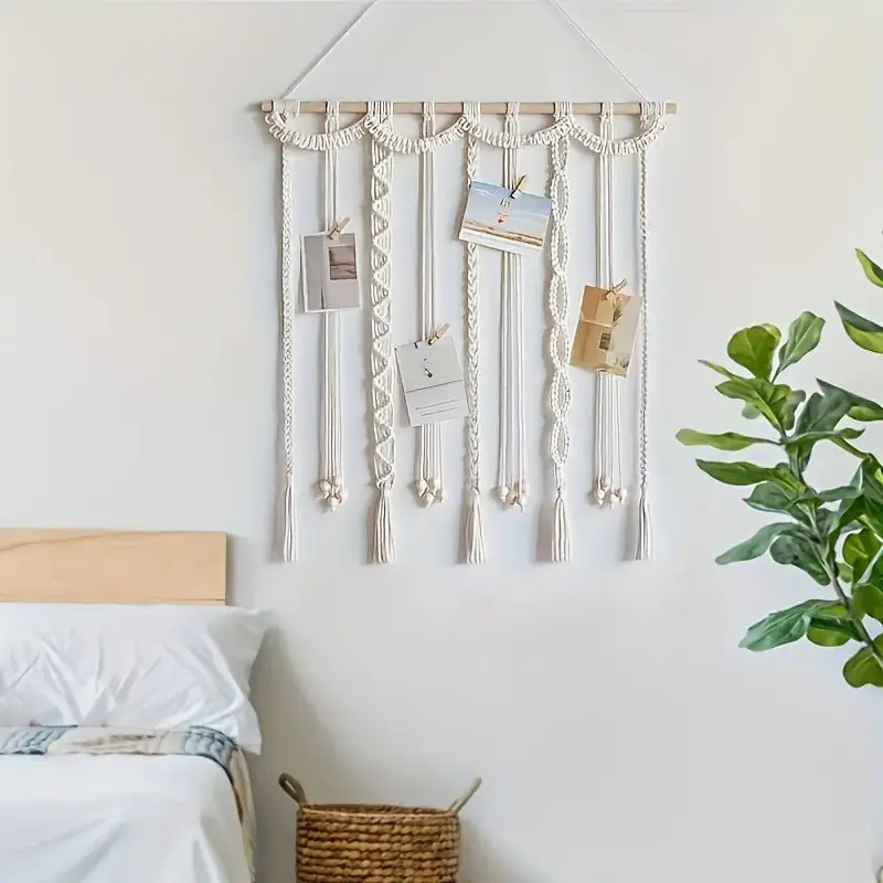 Pêle-Mêle Photo Bohème Artisanal – Décoration Murale Pinces Bois