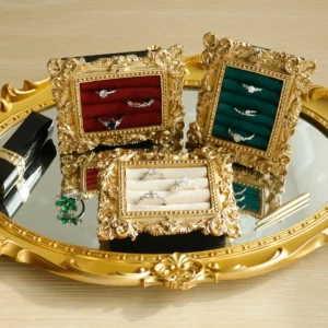 Présentoir Bagues Daim Baroque – Plateau Bijoux Fiançailles Vintage