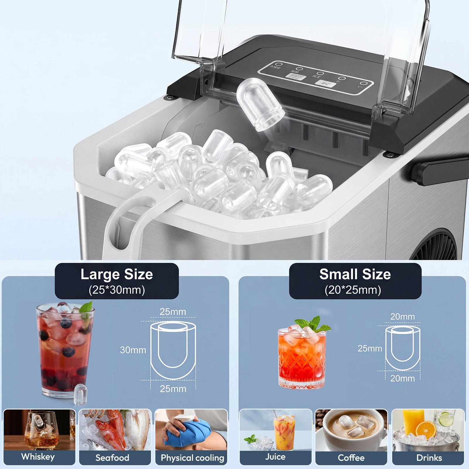 Machine à Glaçons Portable LOEFME – Bac Auto-Nettoyant 12kg