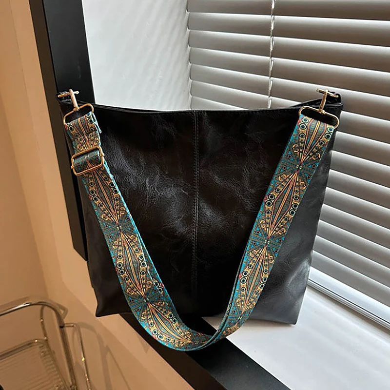 Sac Seau Vintage Cuir Végan – Grande Capacité Bandoulière